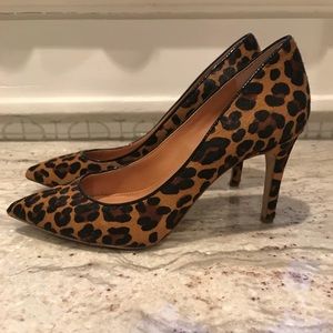 JCrew calf hair leopard heels